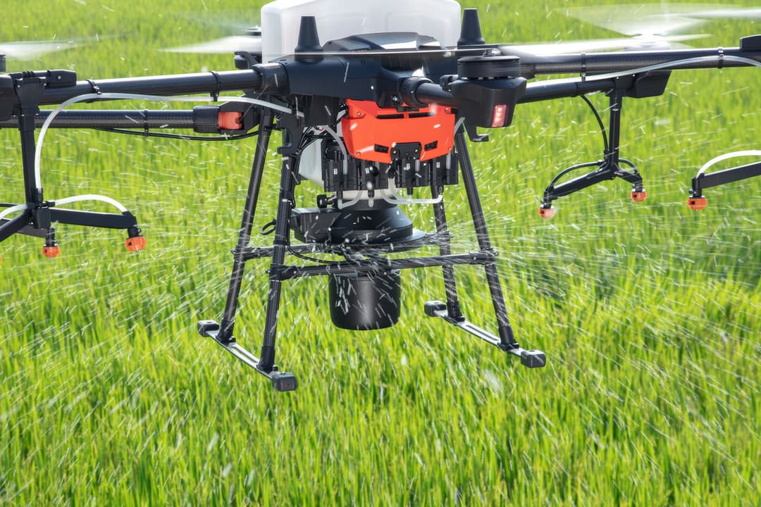 Drone spraying crops